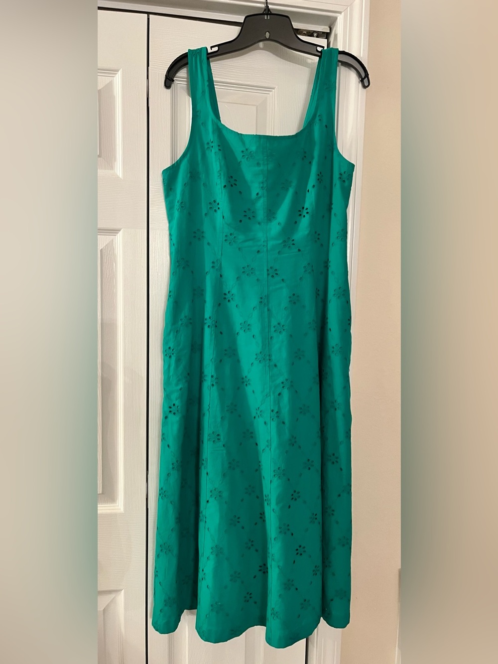 J. Crew Teal Floral Eyelet Maxi Dress